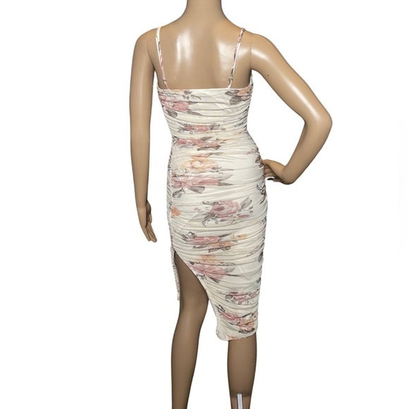 Privy Floral Print Ruched Mesh Body-con Midi side slit Dress Women’s Size Medium - Picture 7 of 8
